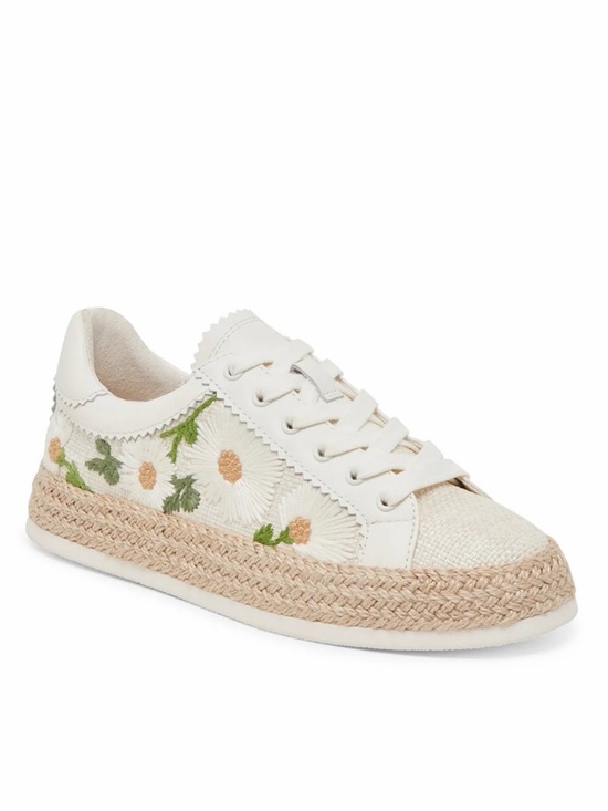 Dolce Vita Shoes - Dolce Vita Azalia Oxford White Daisy Floral Raffia Espadrille Platform Sneakers